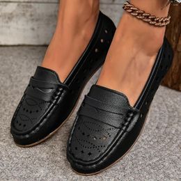 Casual Shoes Women Flats 2024 Spring Fashion Low Heel Office Slip On Classic Round Toed Single Ladies Plus Size