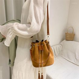 Shoulder Bags Mini Crossbody Handbags Cute Suede Bucket Bag Organiser Small Tassel PU Leather Womens Designer Messenger