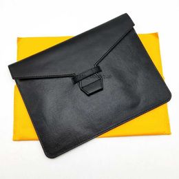 Briefcases Fashion Men Women Clutch Bag Classic Document Bags Pouch Memo Cover Caoted Canvas With Genuine Leather Receipt Pouch Cover Clutch Purse