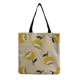 Shoulder Bags Minimalist Lemon Women Handbag Female Large Capacity Fruit Printing Bag Lady Eco Friendly Shopper Custom Pattern