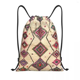 Shopping Bags Moroccan Berber Rug Boho Style Drawstring Bag Women Men Lightweight Antique Bohemian Geometric Sports Gym Storage Backpack
