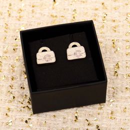2024 Luxury quality charm drop earring padlock shape with diamond in 18k gold plated have stamp box PS3660B