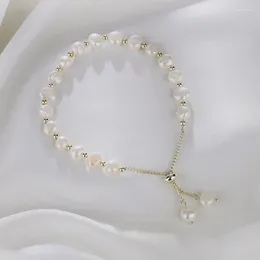 Strand Elegant Light Pink/White Colour Baroque Natural Freshwater Pearl Bracelets Bangles For Women Fashion Jewellery 2024 Gift YBR185