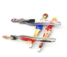 Whole Fashion Girl Cartoon Professional Eyebrow Tweezers Beauty Care Oblique Cosmetic Clip Printed Makeup Eyelash Extension To3732594