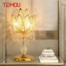 Table Lamps TEMOU Luxury Lamp Crystal Modern Gold Lotus Creative Decoration LED Desk Light For Home Bedside