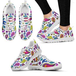 Casual Shoes INSTANTARTS Boho Sneakers For Women Floral Print White Soft Sole Cashew Flower Fashion Gym Sports