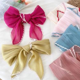 Scarves Square Scarf Satin Bandana Neckerchief Silk Pleated Solid Colour Decorative Headscarf Neck Crinkled Hair