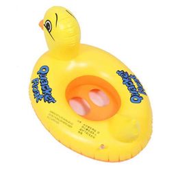 Sand Play Water Fun Luxury and exquisite inflatable hard breaking cute yellow duck safety installation floating row childrens swimming ring fun toy Q240517