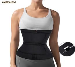 HEXIN Latex Body Shaper Waist Trainer 7 Steel Bones Trimmer Corset Double Waist Belt Cincher Zip Clip Workout Shapewear Slimming Y1818602