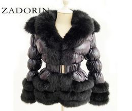 ZADORIN Winter Warm Detachable Down Jacket Women Furry FAUX Fur Collar White Duck Down Jacket Winter Down Coat With Hooded 2108238237849