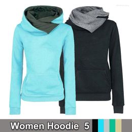 Women's Hoodies Simple Solid Colour Hooded Turtleneck Long Sleeved Sweatshirt Pullover Sweater