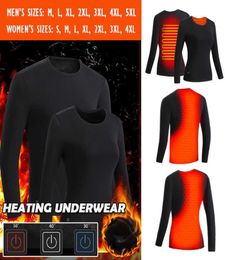 Men039s Thermal Underwear Winter Heating Mens Womens Smart USB Electric Heated Fleece Tops Washable Ski Long Sleeve T Shirts L23948993