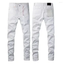 Men's Jeans Top Quality Purple Men High Street White Trousers Fashion Repair Low Raise Skinny Denim Pants