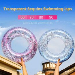 Sand Play Water Fun Transparent Flash Swimming Pool Floating Circle Adult and Childrens Inflatable Tube Boys Girls Sports Accessories Ci Q240517