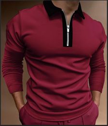 British Style Springautumn Fashion Casual Polo Shirt Men039s Long Sleeve Lapel Zipper Design Shirt Men039s Street Travel Jo9771513
