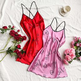 Danilin style imitation silk fashion breathable printed camisole skirt ice silk camisole nightgown sexy backless pajamas