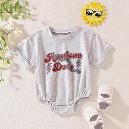 Clothing Sets Baby Boy Romper Short Sleeve Crew Neck Letters Print Summer Bodysuit Clothes For Casual Daily