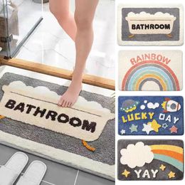 Bath Mats Absorbent Bathroom Mat Non-Slip Rug Faux Cashmere Pad Foot Entrance Carpet Balcony Doormat Bathtub Side Floor C2M3