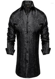Men039s Dress Shirts Men39s Long Sleeve Black Paisley Silk Casual Tuxedo Social Shirt Luxury Designer Men Clothing4821561