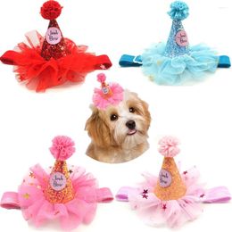 Dog Apparel Birthday Hat Mesh Shiny Party Pet Princess Accessories