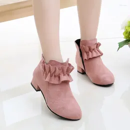 Boots Kids Cotton-padded Shoes Autumn Winter Warm Girls Fashion Black Red Flat Non-slip Princess Quality Suede Leather