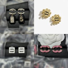 Inlay Brand Crystal Earrings Designer C-Letter Studs Women Jewelry Gold Plated Sliver Earring Eardrop Fashion Wedding Party Gifts