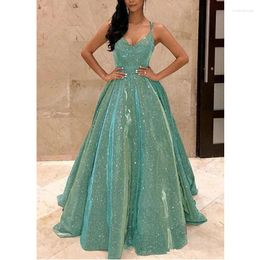 Casual Dresses Shiny Corset Wedding Party Dress For Women 2024 Sexy Strap V Neck Backless Evening Floor Length Eelgant Graduation Gown