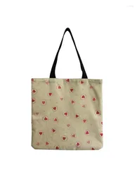 Shoulder Bags Fashion Handbag Dots Large Capacity Love Printing Bag Lady Eco Friendly Shopper Can Custom Pattern Girl Women Gift