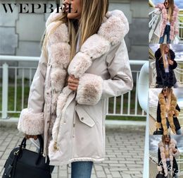 WEPBEL Women Long Winter Parka Warm Thick Hooded Coat Full Sleeve Zipper Fashion Casual Ladies Outwear Parkas1467859