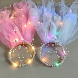 Party Decoration 1pcs Bride Wedding Veil Light Crown Headband Hair Piece Glow Birthday Gift Costume For Women Girls