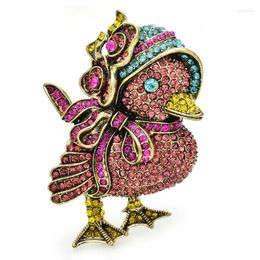 Brooches Wuli&baby Shining Lovely Duck For Women Unisex Vintage Cartoon Animal Casual Brooch Pins Gifts