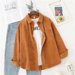 Women's Polos Corduroy Women Blouses Shirts Tunic Womens Tops And 2024 Long Sleeve Clothing Button Up Down Loose White