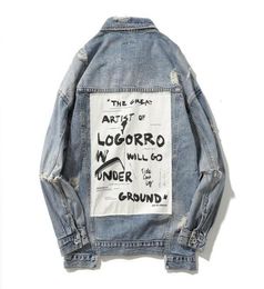 Hip Hop Patchwork Ripped Denim Jackets Mens Casual Designer Distressed Jeans Jacket Coat Streetwear Fashion Male Tops 14d412802797