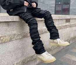 Heavy Industry Hole Frayed Destruction Waxed Jeans Mens High Street Retro Straight Ripped Pencil Pants Oversize Denim Trousers T222889719