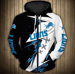Men039s Hoodies Sweatshirts 2021 Sportswear Black And White Geometric Stitching Blue Flower Print Lions Zipper Hoodie6049779