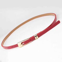 Other Fashion Accessories Thin Pu Leather Fashion Belt Womens Red Brown Black and White Yellow Belt Womens Dress Str Wholesale 8 Colours J240518