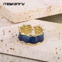 Wedding Rings Mewanry Gold Colour Drop Glaze Wave Geometric For Women Girls Korean Fashion Elegant Simple Classic Engagement Jewellery Gift