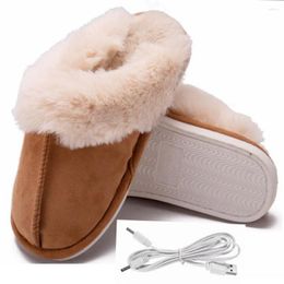 Slippers USB Electric Heating Foot Heated Shoes Winter Comfortable Plush Warming Feet Slipper