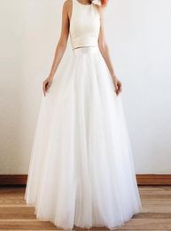 Skirts Women39s White Tulle Long Skirt High Waist 5 Layers Floor Length Ladies Vintage Bridal Wedding Dress Female Pleated Skir2827259