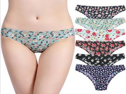 5 Pieces Packing Women Intimates Seamless Panties Sexy Thongs Cotton Briefs Underwear Super Thin Ice Silk Pants4210310