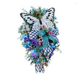 Decorative Figurines Butterfly Summer Wreaths For Front Door Spring Butterflies Decor Welcome Sign Wreath Easy To Use