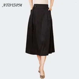 Skirts 2024 Summer Fashion Jacquard Satin Women High Elastic Waist Pleated A-Line Long Skirt Female Casual Faldas Mujer