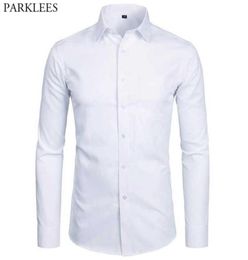 Men039s Top Quality Dress Shirts Fashion Slim Fit Long Sleeve Men Black White Formal Button Up Chemise Homme 2203219517844