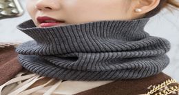 Sparsil Women Cashmere Knit Ring Scarves 42cm Neck Warmer Solid Color Elastic Comfort False Collar Female Winter One Loop Scarf 208119066