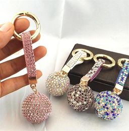 Keychains Nothing2 Strass Rhinestone Leather Strap Crystal Ball Car Keychain Charm Pendant Key Ring For Women GirlKeychains8653105