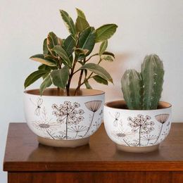 Planters Pots 1 inch+6 inch white and Terra Cotta Warriors flowerpots Juicy ceramic plantpots with drain holes indoor plants Terra Cotta WarriorsQ240517