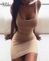 Square Neck Sleeveless Bodycon Mini Dress Basic Women Summer Black Backless Party Sexy Yellow Clubwear 20216156827