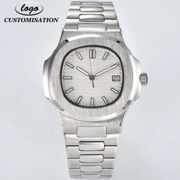 Wristwatches Customisable LOGO 43mm NH35 Men's Watch Automatic Mechanical Sapphire Glass 10Bar Waterproof NH35A