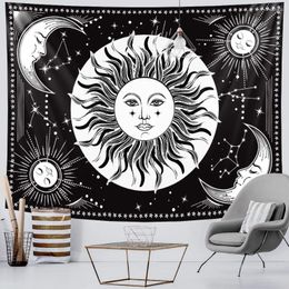 Tapestries Black And White Sun Moon Home Decoration Tapestry Hippie Bohemian Scene Background Cloth Yoga Mat