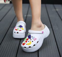 Hot Sale-Summer Women Platform Sandals Garden Cartoon Fruit Shoppers Slip Slip On Girl Beach Shoes Fashion Slides Two Wear3874494